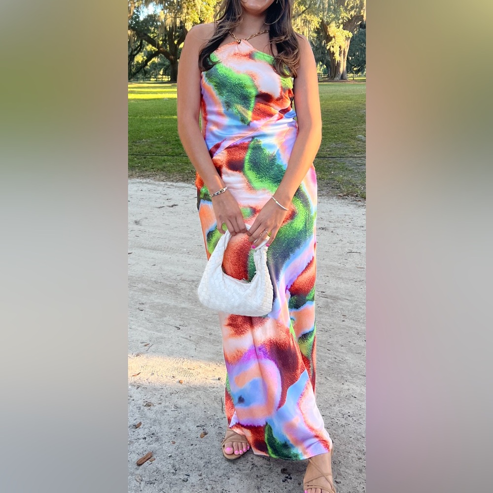 12th Tribe Bellissima Multi Maxi Dress - Multicolored, backless, chain detailing